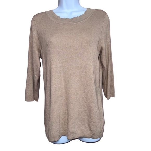 Roz & Ali Dressbarn NWT beige lightweight sweater medium - Picture 2 of 7
